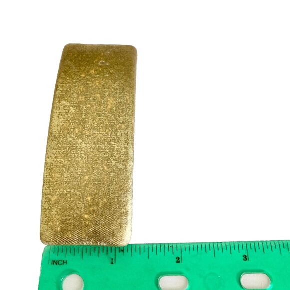 Vintage Gold Metallic Fabric Rectangle French Barrette 80s Leeza Long Hair 3.5" - Picture 5 of 7